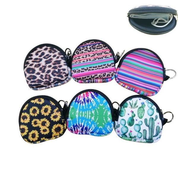 

neoprene face masks bags fashion multifunction headset coin case solid color and colorful portable facemask change purse bags totes f102201, White