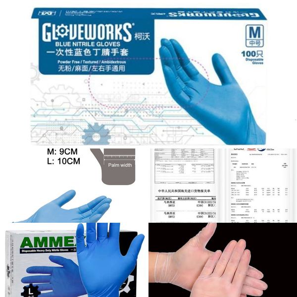

rubber anti-v durable nitrile disposable gloves ammex sgs powderless gloves for md emd er lab professional used1 4h642zev oyep