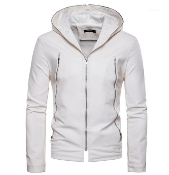 

men's fur & faux hooded motorcycle leather jacket men spring winter white mens coats british short clothes jaqueta de couro b3711, Black