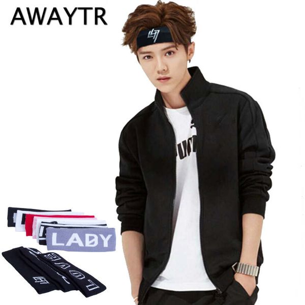 

awaytr 1 pc letter headband for women men 2020 autumn winter head sport headwear elasticity turban knitting hair band