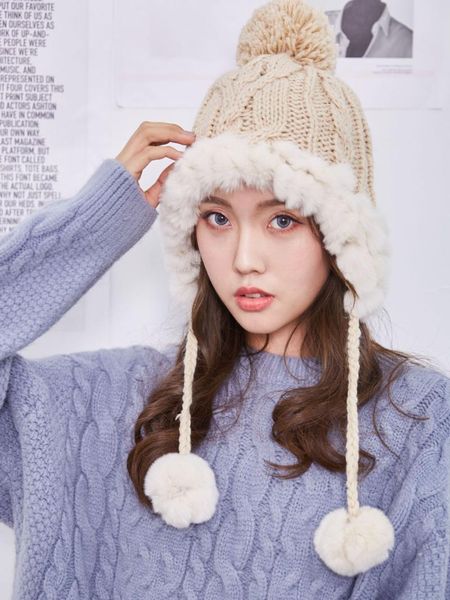 

шляпа для детей корейской версии tide шерсти волос утолщенной мода универсальных прекрасных теплой зимы стьюдента плюшевых knitte, Blue;gray