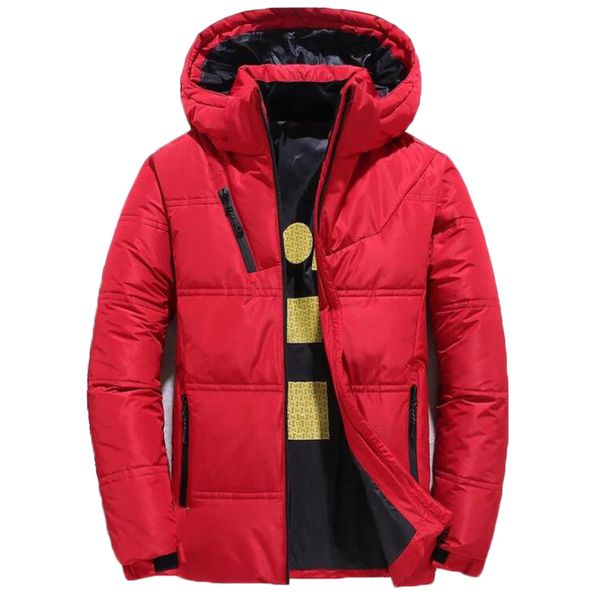 

new winter jacket men thick thermal coats snow hooded warm parka mens fashion outwear white duck down jackets, Black
