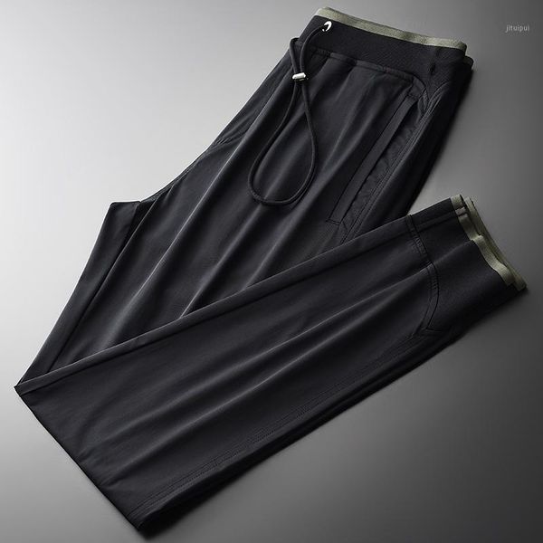 

summer men luxury soft silky fabric casual sport plus size 4xl hight quality ventilate slim fit man pants1, Black