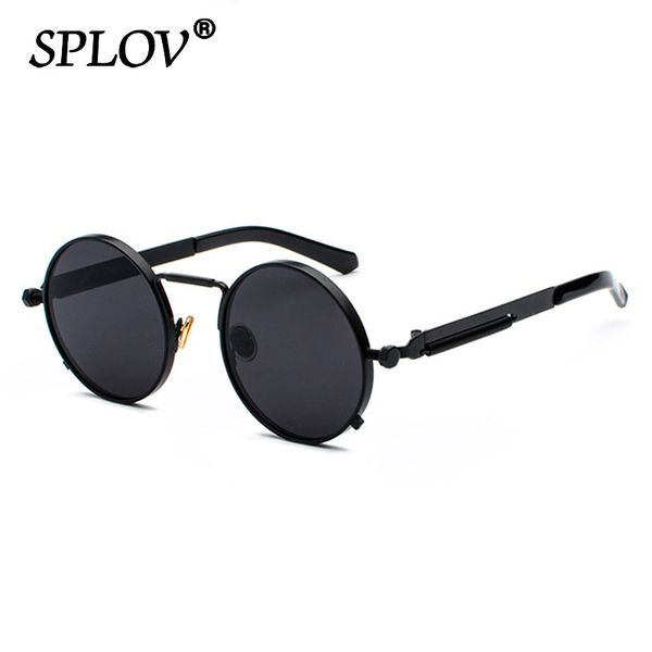 

new punk sunglasses men women retro round steam brand designer small circle sun glasses vintage metal frame driving eyewear, White;black