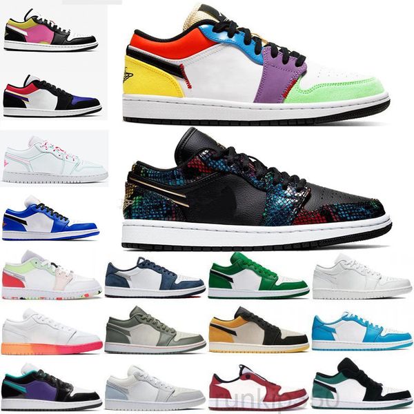 

new low 1 1s jumpman mens basketballs shoes unc og sp travis scotts multi snake skin pine green paris men women sport sneakers nxx1