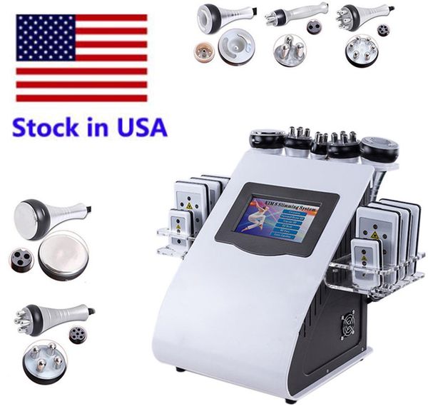 

stock in usa 6in1 40k ultrasonic liposuction cavitation 8 pads laser vacuum rf skin care salon slimming machine beauty equipment fedex