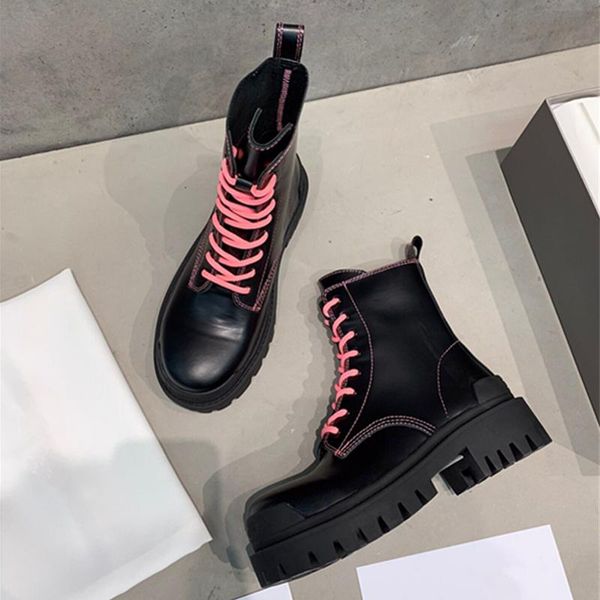 

genuine leather women ankle boots black fashion platform wedges shoes casual martin boots genuine leather waterproof footwear