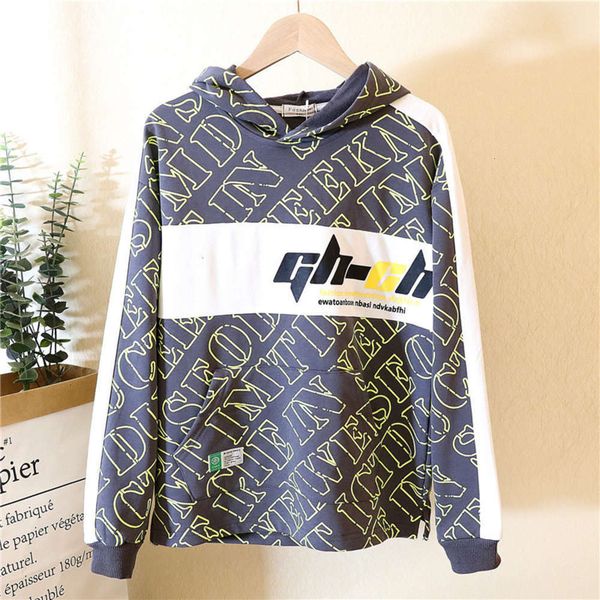 

sweater sve hooded boys' 2020 long new korean edition children's color matching letter hoodie 0c7l, Black