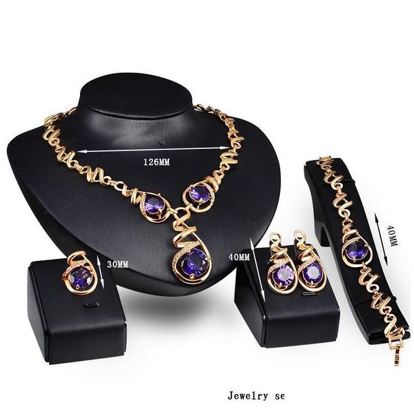 

new jewelry sets african beads collar statement necklace earring bangle fine ring for women cz diamond vintage party accessories oo8w1, Black