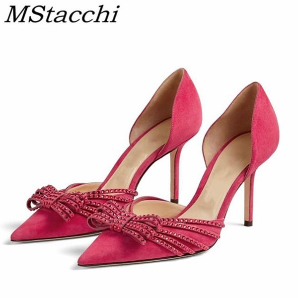 

mstacchi classics high heels for women shoes pointed toe butterfly-knot shoes party crystal thin high heels women sandals, Black
