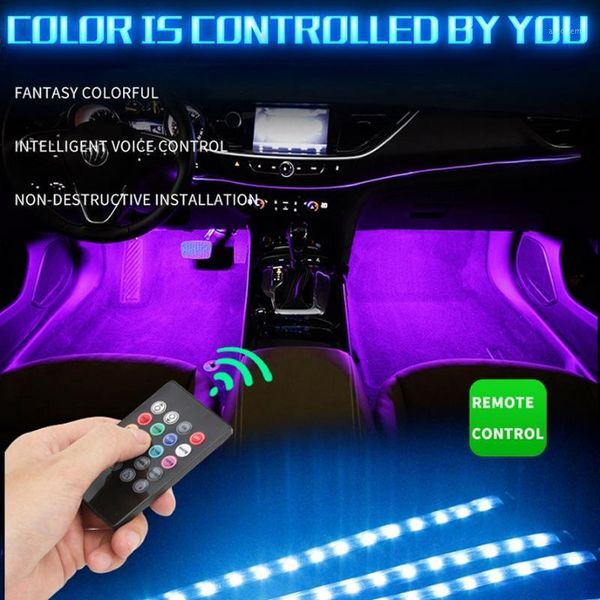 

led car foot lamp ambient light rgb usb app wireless remote music control automotive interior decorative neon atmosphere lights1