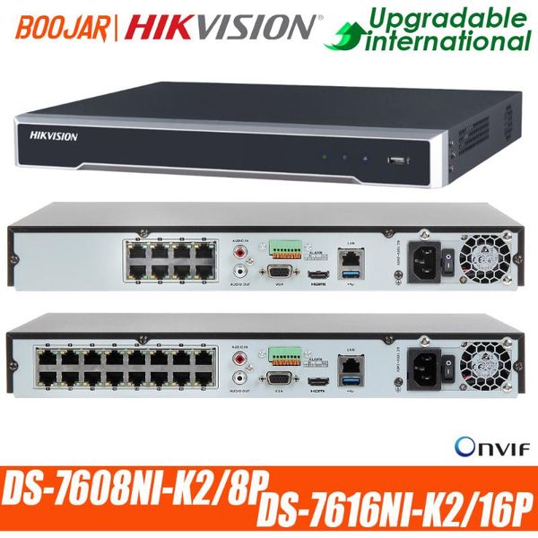 

kits original hikvision english version nvr embedded plug&play 8/16ch ds-7608ni-k2/8p & ds-7616ni-k2/16p, Black;white