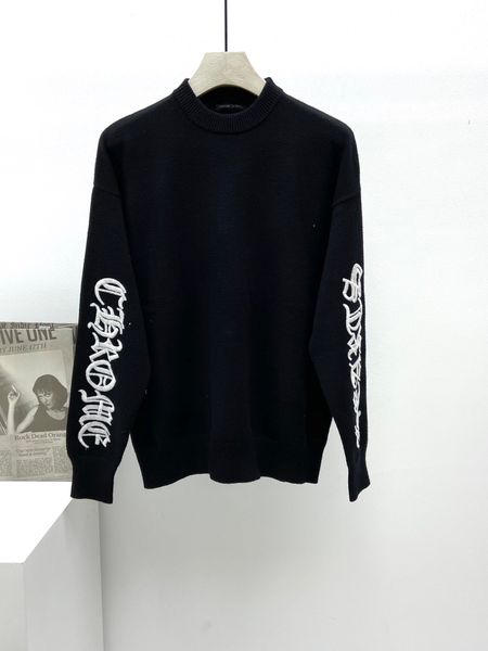 

chrome new hool heewed мужская вышитая сердечный свитер сердца, Black