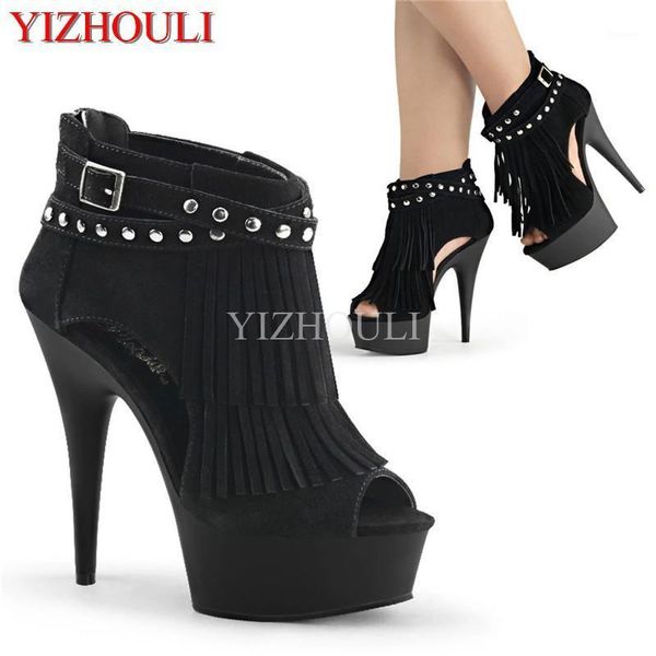 

6 inch high heel boots, 15 cm high heels for fashion club parties with buckle ankle boots, model ankle boots1, Black