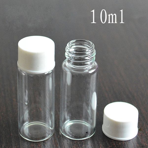 

10ml glass vials with black or white screw mini tubular glass bottle for liquid use reagent bottles