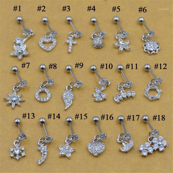 

dangle & chandelier 1 piece earring zircon heart star ear studs tragus cartilage fashion earrings gifts for women jewelry arrival1, Silver