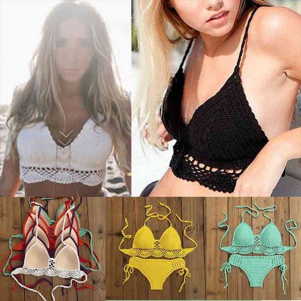 

11 color hand crochet swimwear push up bikini set beach swimsuit suit, White;black