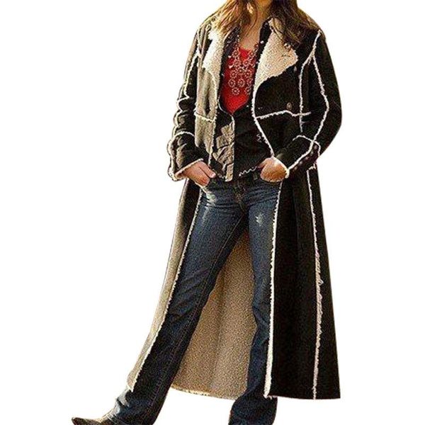 

wepbel autumn long cardigan trench coat long sleeve winter women's coat for women warm fashion, Tan;black