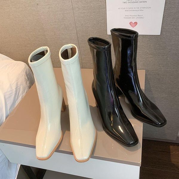 

leatehr short combat boots коренастый средний каблук 2020 весна женщины zipper мартин сапоги голеностопного для женщин, Black