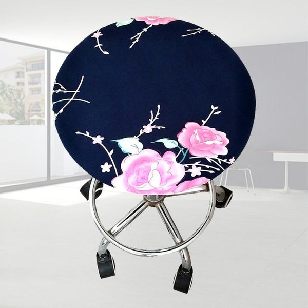 

home meeting stool cover office elastic polyester bar four seasons seat slipcover soft round chair floral printed ornament