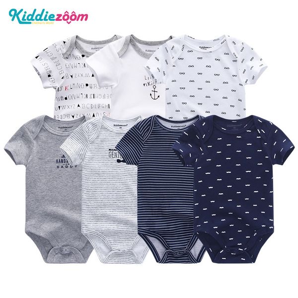 

7pcs/lot baby boy clothes unicorn newbron summer baby girl clothes 0-12m bodysuits cotton short sleeve roupa de bebe 201028, Blue
