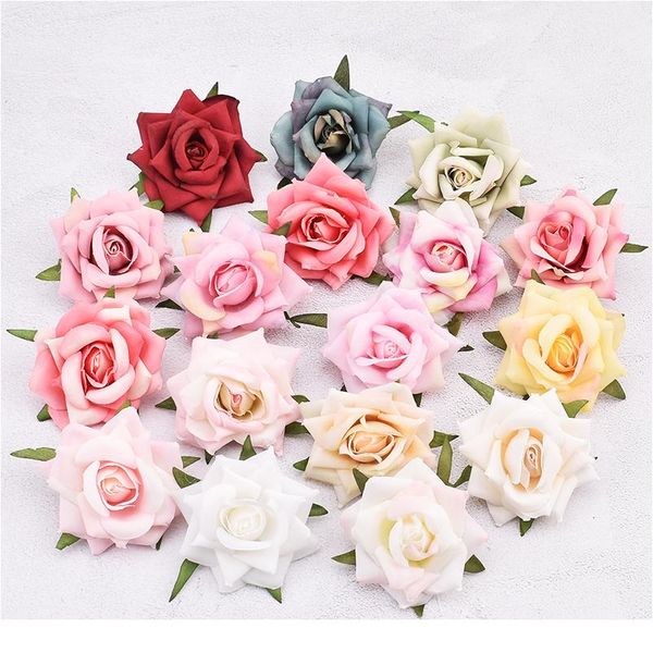 

30pcs 6cm artificial wild rose of silk flower heads for wedding decoration diy wreath gift box scrapbooking craft fake sqcvyc