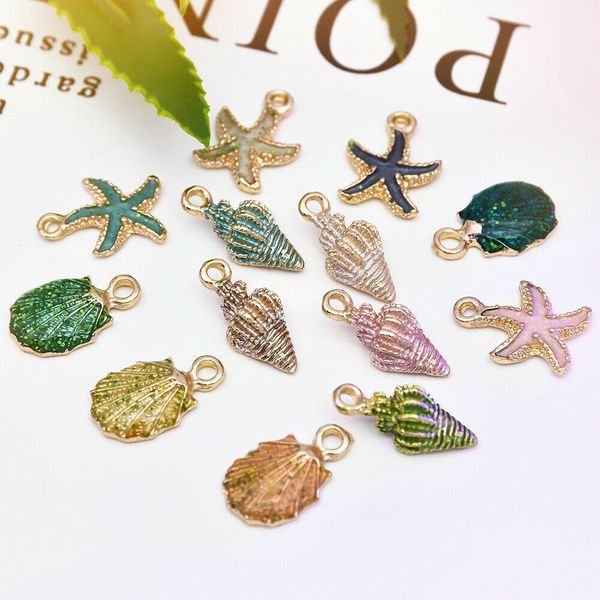 

sea beads 10/13pcs shell starfish conch ocean pendant charms anklet bracelet necklace diy accessories craft christmas jewelry