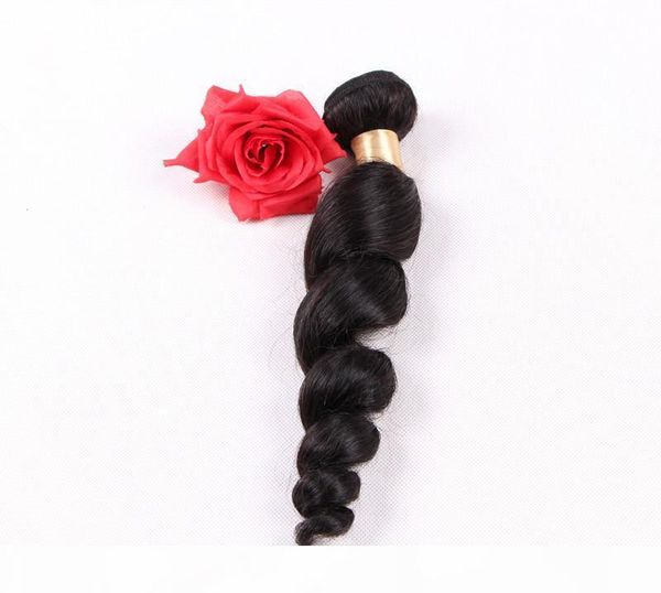 

double weft grade 5a--brazilian remy virgin hair extensions natural color loose wave hair weaving 100g pcs and 3pcs lot ing, Black
