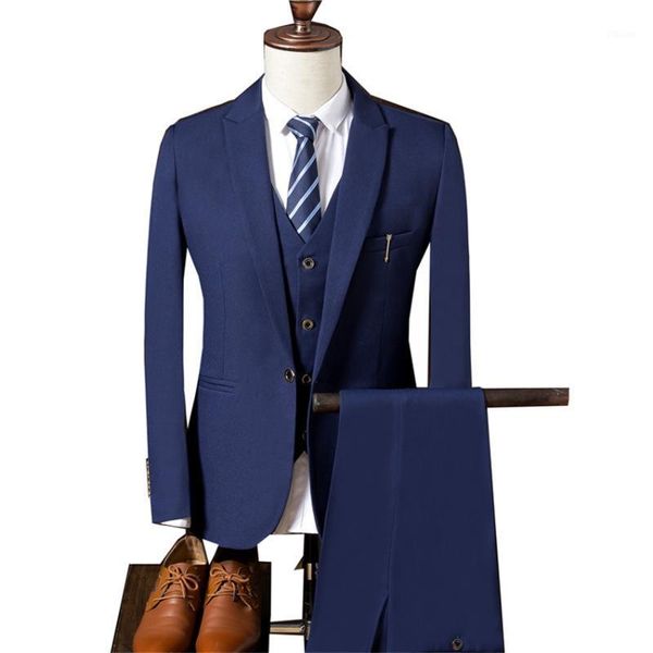 

men's suit 3 piece set size s m xl 3xl sky blue dark blue black business wedding banquet man suit jackets and trousers and vests1, White;black