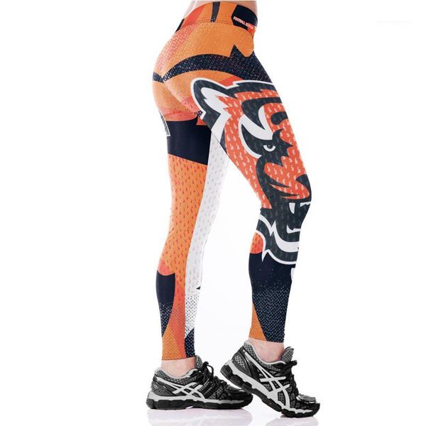 

2018 3d digital print tigers team fitness leggings elastic hiphop party cheerleader rooter pants trousers ropa mujer1, Black;brown
