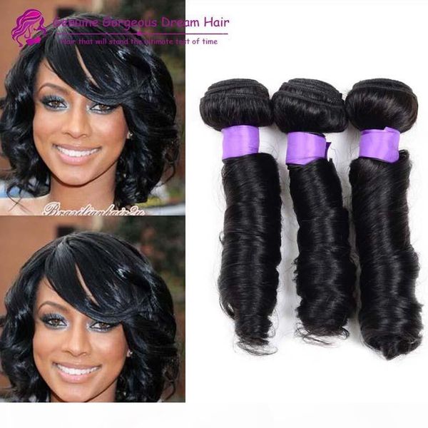 

indian aunty peruvian funmi hair weaving malaysian mix length 3pcs cambodian bouncy curl brazilian human hair wefts, Black