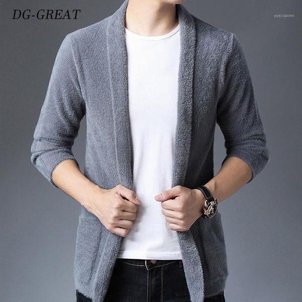 

autumn men's sable sweater cardigan youth thin style coat slim body korean version long cape mink cashmere outerwear sweater1, White;black