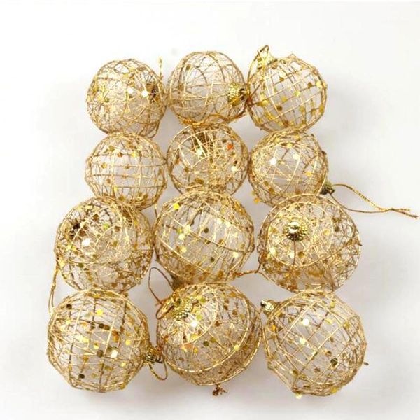 

christmas decorations 1set 6 pcs 5cm 6cm golden hollow-out tree ornaments balls1