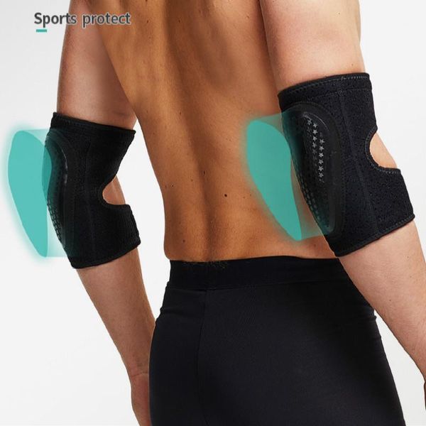 

waist support adjustable elbow pads protector basketball tennis brace thick sponge arm sleeve joint pain pad guard wrap1, Black;gray