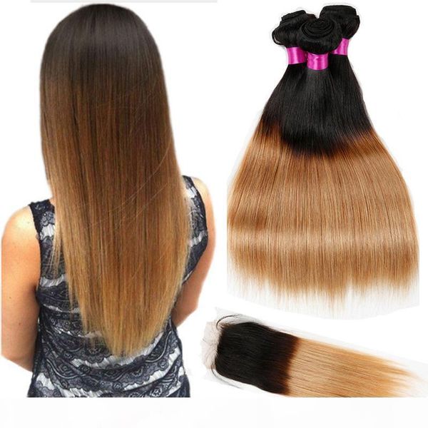 

peruvian indian malaysian brazilian virgin straight hair with closure virgin hair bundles with closure ombre human hair with closure, Black