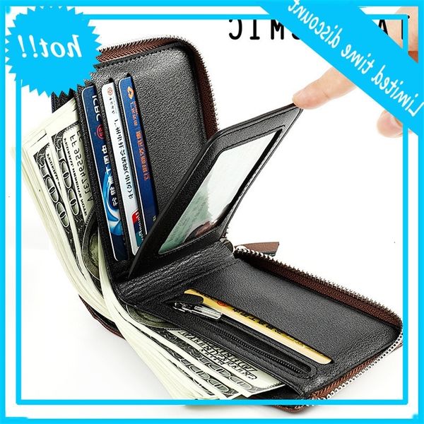 

yueqiankai new leisure multi function zero seven character zipper short men's wallet, Red;black