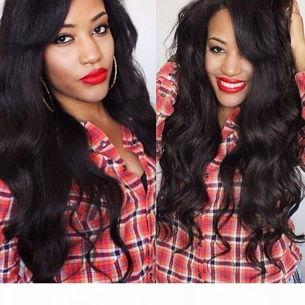 

full lace human hair wigs brazilian body wave lace front wigs brazilian hair wigs natural color full lace wig for black women, Black;brown