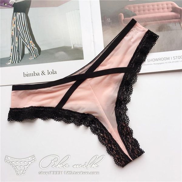 

t pants ice silk underwear female lingerie g-string girl underpants lady low waist woman intimate panty milk silk thong, Black;pink