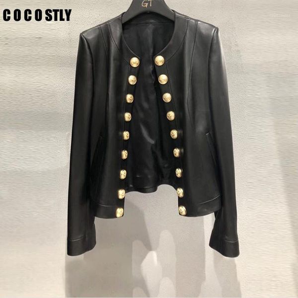 

woman coats real leather jacket fashion sheepskin leather coat female jackets single breasted sheep skin1, Black
