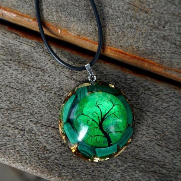 

handmade orgonite pendant necklace~ malachite crystal quartz emf protection chakra healing jewelry gift handmade jllkip, Black