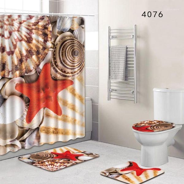 

bath mats ocean beach theme bathroom non-slip pedestal rug + lid toilet cover mat+waterproof shower curtain with 12 hooks1