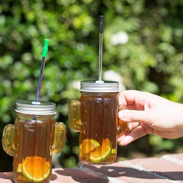 

mixing color reusable metal drinking straws 304 stainless steel straw set with cleaner brush bar drinkware party a qylutw