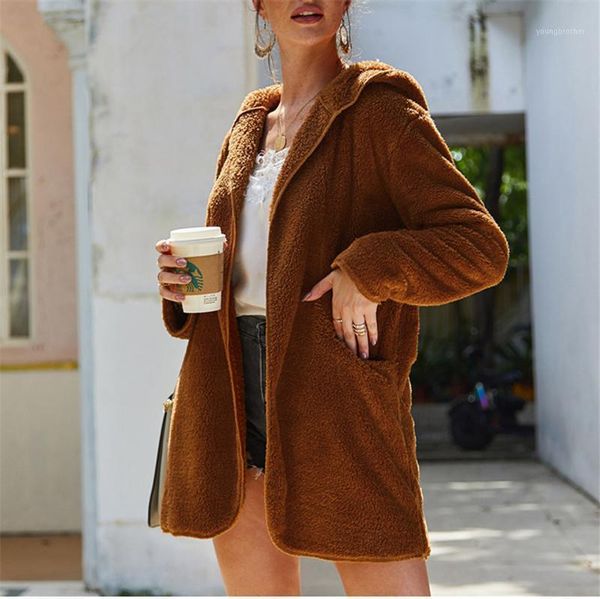 

women's fur & faux women autumn winter warm coats elegant long sleeve hooded cardigan femme vest ladies dames streetwear1, Black