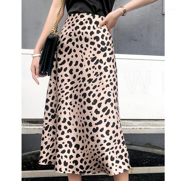 

korean vintage skirt leopard print chiffon long maxi pleated midi women high waist female harajuku skirts womens streetwear1, Black