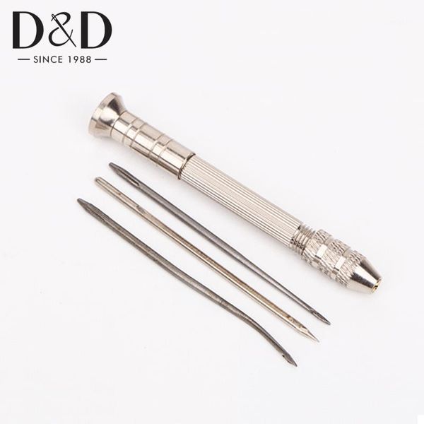 

sewing notions & tools professional awl detachable metal pin punch hole maker stitching kits for leather craft tools1, Black