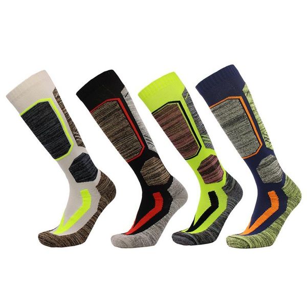 

outdoor waterproof breathable towel bottom long tube thick socks hiking socks ski sock hiking tennis ski slip sport fitness sock, Black