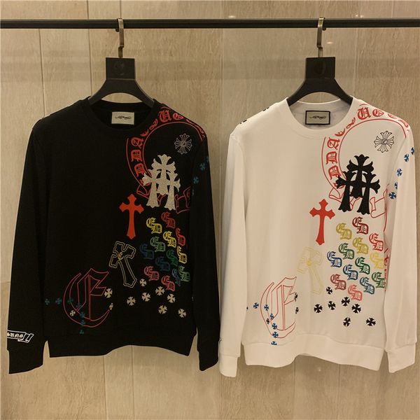 

ed ed ed hardy 2020 crosin cross drill full flower sanskrit round neck pullover, Black