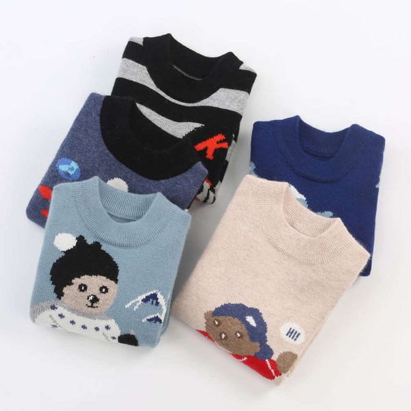 

boys' girls' autumn and winter baby pullover cartoon net red foreign children's cashmere sweater thickening, Blue