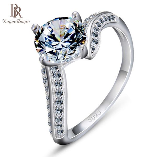 

bague ringen s925 sterling silver ring 7mm crystal finger rings for women wedding original silver jewelry wholesale y200321, Slivery;golden