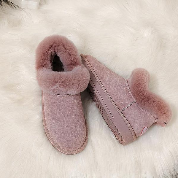 

new arrival winter women snow boots natural genuine leather hair warm snow boots warm women shoes cowhide size 35-40, Black